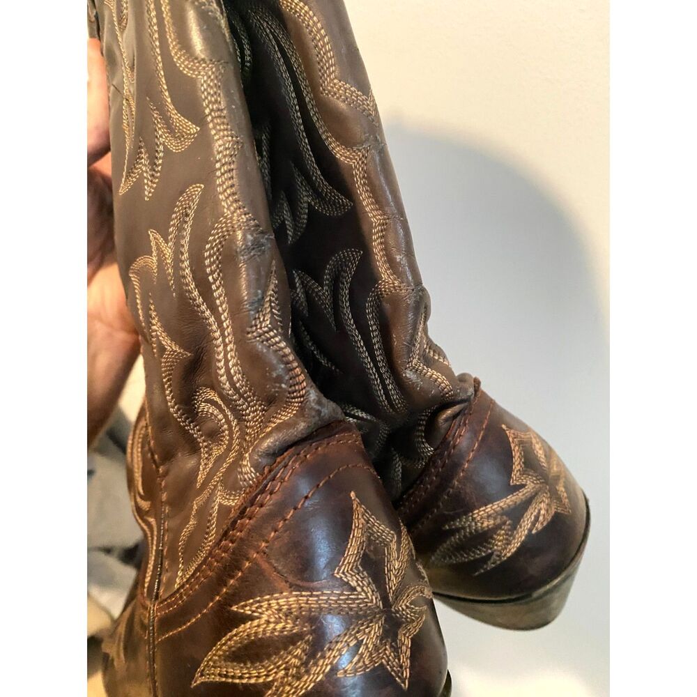 Laredo Brown Leather Embroidered Western Cowboy Boots Women's Size 8M - Picture 4 of 7